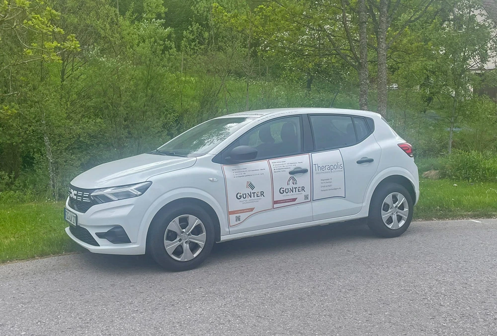 Car with advertising signs